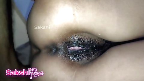 Indian hairy pussy in a desi village is creampied by a cock