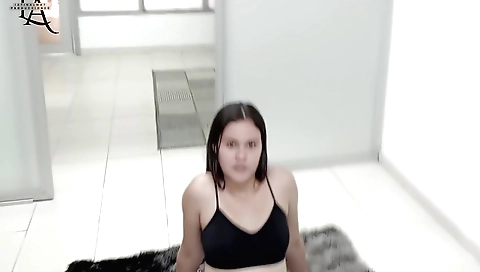 Busty brunette takes a dick inside her pussy and she gets hard