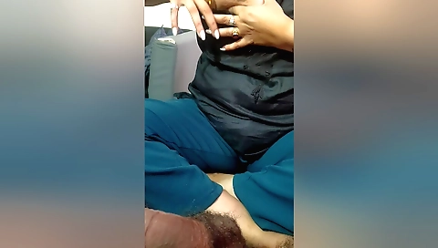 Step mom shows her boyfriend jerk off in homemade video