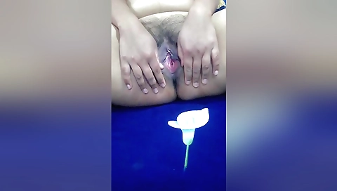 Indian girl with perfect boobs suckin a big dick and giving a handjob