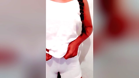 Brunette girl shows her sexy body in her solo movie