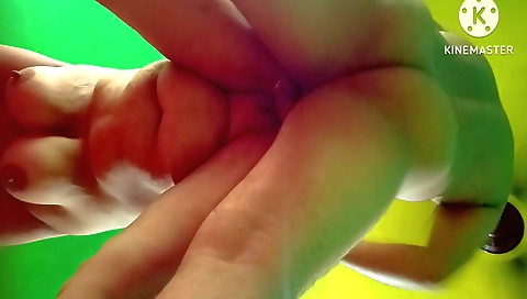 Indian girl with long hair and legs plays with a cock