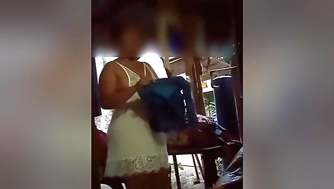 amateur brunette flashes her delivery in front of camera