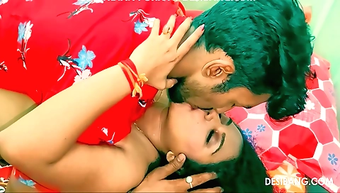 Indian busty granny with sexy tits giving massage on sofa