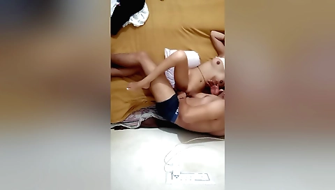 Indian girl makes love to a guy in front of her camera