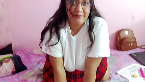 Indian girl fucks in the kitchen to make her husband horny