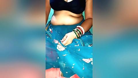 Sexy indian brunette chick playing with her big tits