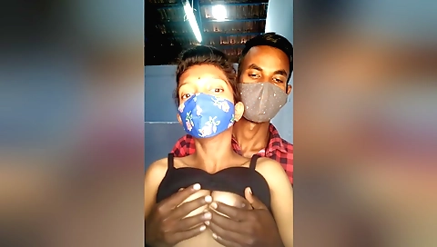 Brunette teen with small boobs fucked in the webcam