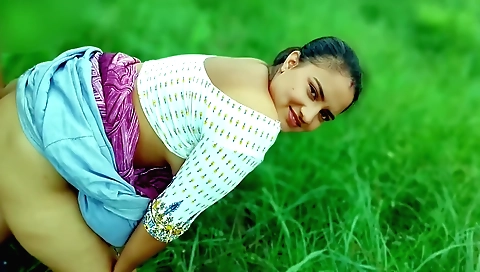 First outdoor sex in the jungle for a hot brunette