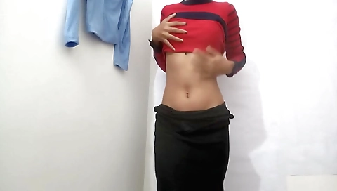 Busty naked woman wearing white stockings in hd porn