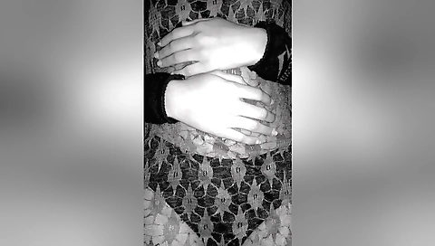 Solo female in white lingerie gets naked and fucks herself