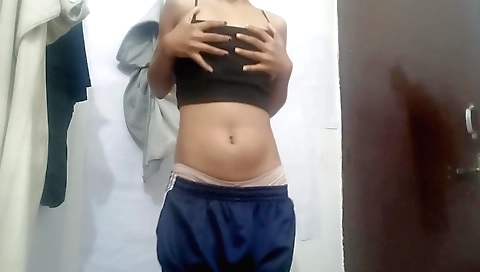 A gorgeous girl masturbates herself solo in hd video