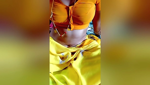 A gorgeous tamil girl is having fun in her living room