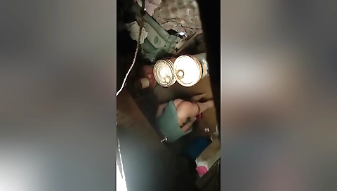 Naked bathroom shows a beautiful brunette girl 18+