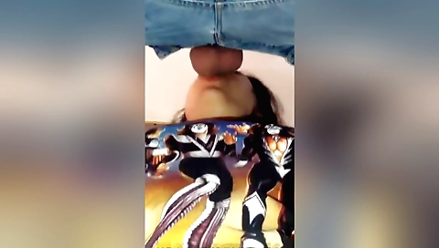 Amateur brunette in lingerie gets her deep throat fucked