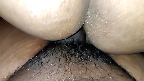 Indian girl is cumming on boyfriend's cum after sex