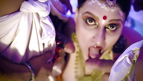 Indian milf with big ass and two hard cocks getting pounded