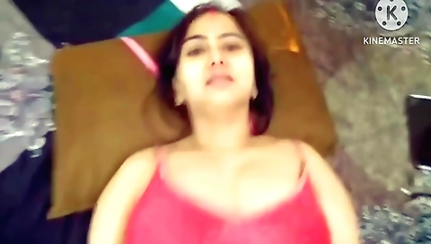 Amateur brunette in red stockings showing off her curves