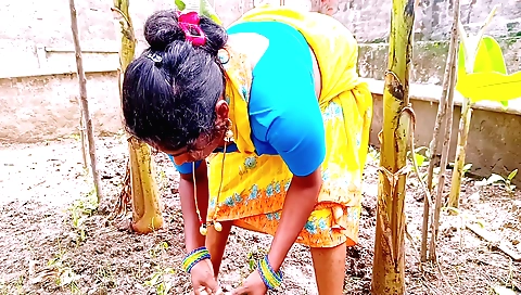 Mature brunette in a hot doggy handjob by the pool