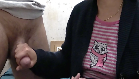 Stepmother giving handjob for stepson on his first time