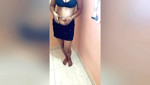 Indian naked woman is dancing on the bhojpuri song