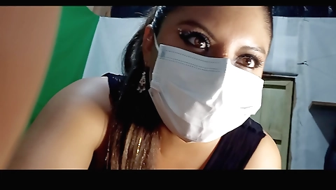 Busty brunette stepsister gets naked for a solo video