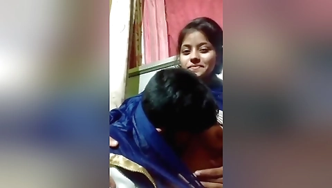 Indian girl with natural boobs sucking by boyfriend