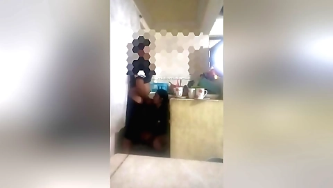 Brunette milf is making homemade sex tape in the kitchen