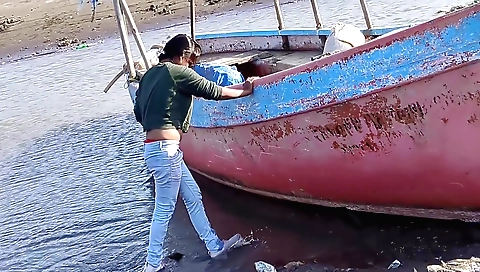 Indian hottie with big tits and big boobs is on a beach