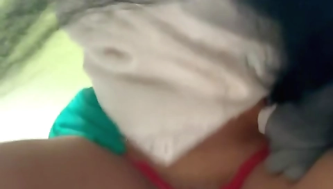 Indian woman in a black bikini shows her hairy pussy