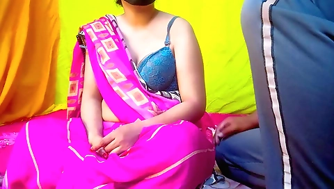 Indian stepmom fucks her stepson while wearing panties