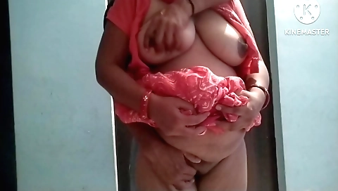 Indian teen with big tits gets really excited in her bedroom