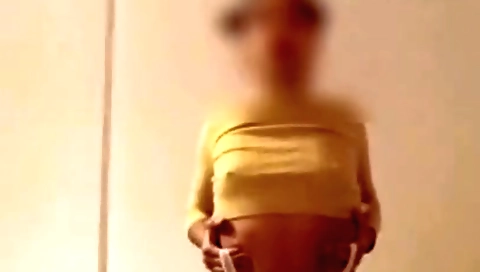 Slutty brunette babe shows her cute body on web cam