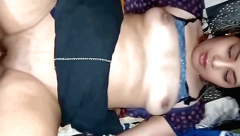 Indian brunette is with her stepbrother in the backyard