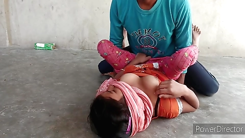 Indian teen in the woods with her boyfriend in the forest