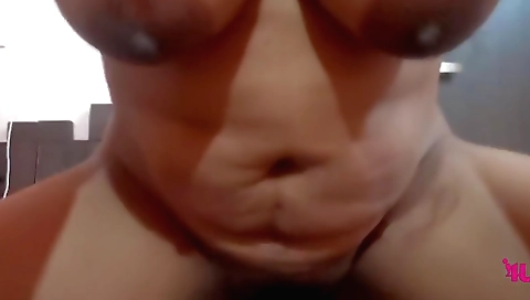 Petite brunette wearing pink bikini in a hardcore vid